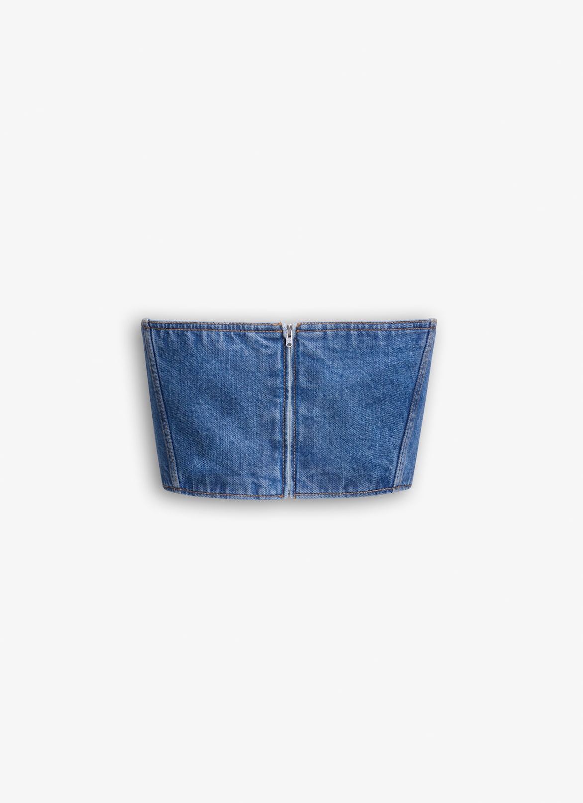 DENIM BUSTIER TOP ALAÏA MINERAL DENIM BUSTIER TOP